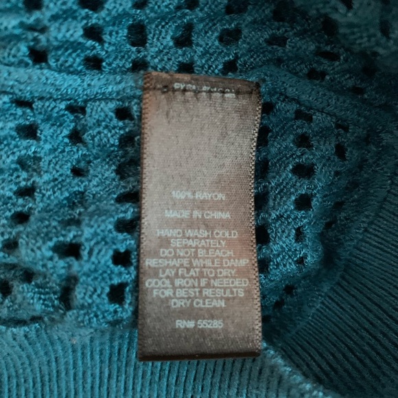 Express Teal Crew Neck Sweater with Holes for Accent Layer - Picture 3 of 4